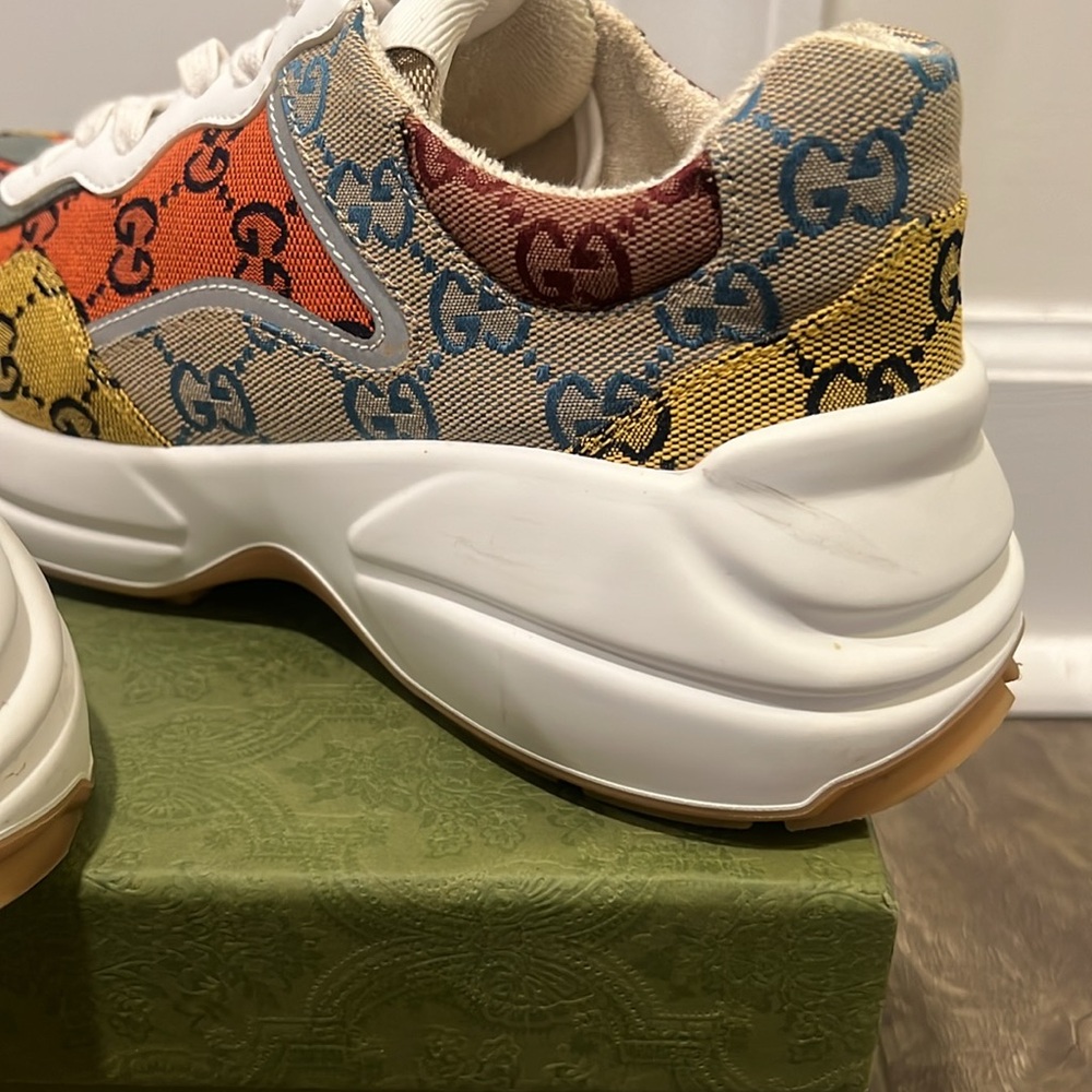🧡💛Gucci Rhyton GG Multicolor Sneaker Sz 38 - Picture 9 of 13